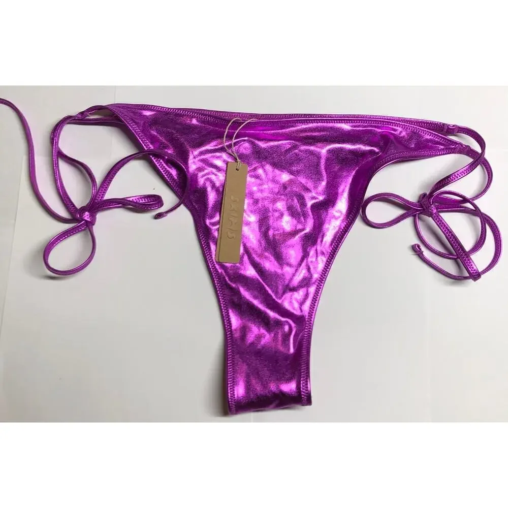 SKIMS Metallic Swim Skimpy Tie Bikini Bottom Dragon Fruit NWT Size 3X